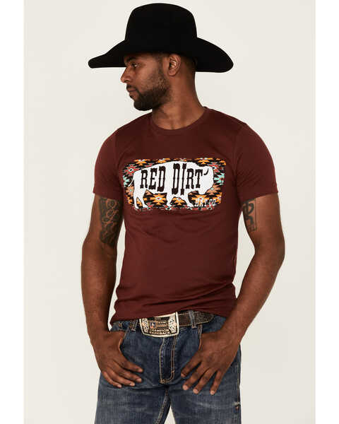 Red Dirt Hat Co. Men's Red Great White Buffalo Southwestern Graphic T-Shirt , Red, hi-res