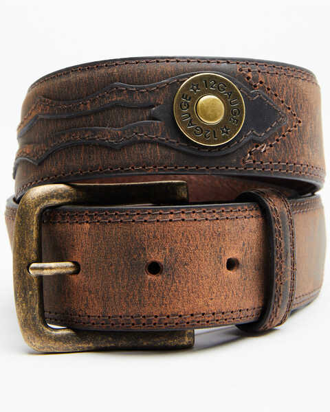 Cody James Men's 12 Gauge Ornament Belt, Brown, hi-res