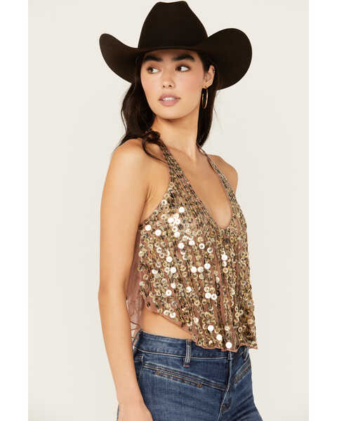 Image #2 - Free People Women's All That Glitters Tank , Gold, hi-res