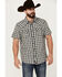Image #1 - Moonshine Spirit Men's Classic Plaid Print Short Sleeve Snap Western Shirt, Black, hi-res