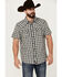 Image #1 - Moonshine Spirit Men's Classic Plaid Print Short Sleeve Snap Western Shirt , Black, hi-res