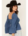 Image #4 - Ash & Violet Women's Smocked Front Bell Sleeve Top, Teal, hi-res
