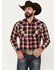 Ely Walker Men's Plaid Print Long Sleeve Snap Western Shirt, Red, hi-res
