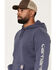 Image #2 - Carhartt Men's Iconic Logo Hooded Sweatshirt, Blue, hi-res