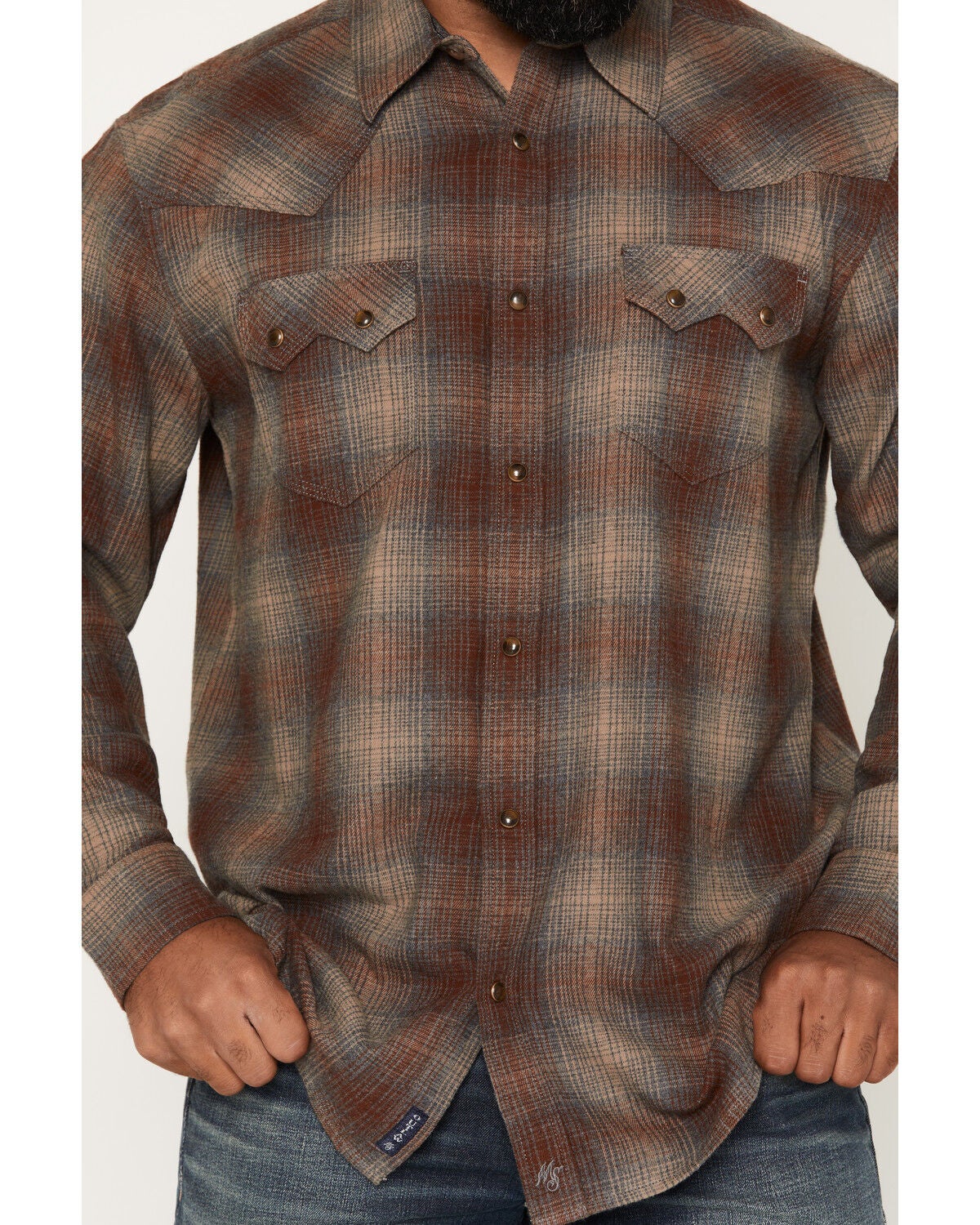 Image #3 - Moonshine Spirit&reg; Men's Bluff Plaid Print Long Sleeve Snap Flannel Shirt, Brown, hi-res