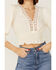 Image #2 - Lush Women's Lace Trim Blouse, Ivory, hi-res