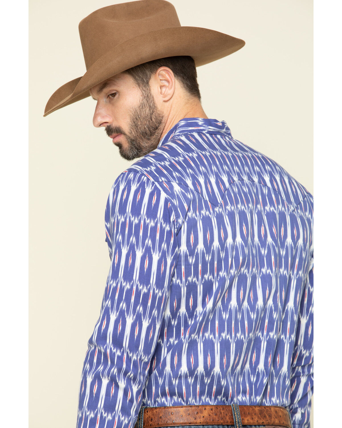 Image #5 - Rock & Roll Denim Men's Ikat Southwestern Print Long Sleeve Western Shirt, Blue, hi-res