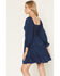 Image #4 - Angie Women's Acid Wash Long Sleeve Mini Dress, Dark Wash, hi-res