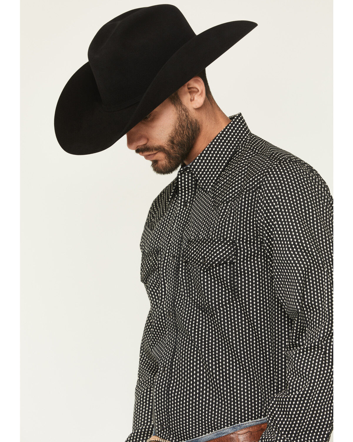 Image #2 - Moonshine Spirit Men's Side Stage Geo Print Long Sleeve Snap Western Shirt, Black, hi-res