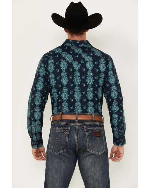 Image #4 - Gibson Trading Co Men's Take It Easy Long Sleeve Snap Western Shirt, Indigo, hi-res