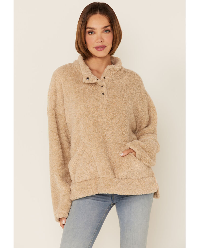 Stillwater Supply Women's Fuzzy Sherpa Pullover Sweater, Ivory, hi-res
