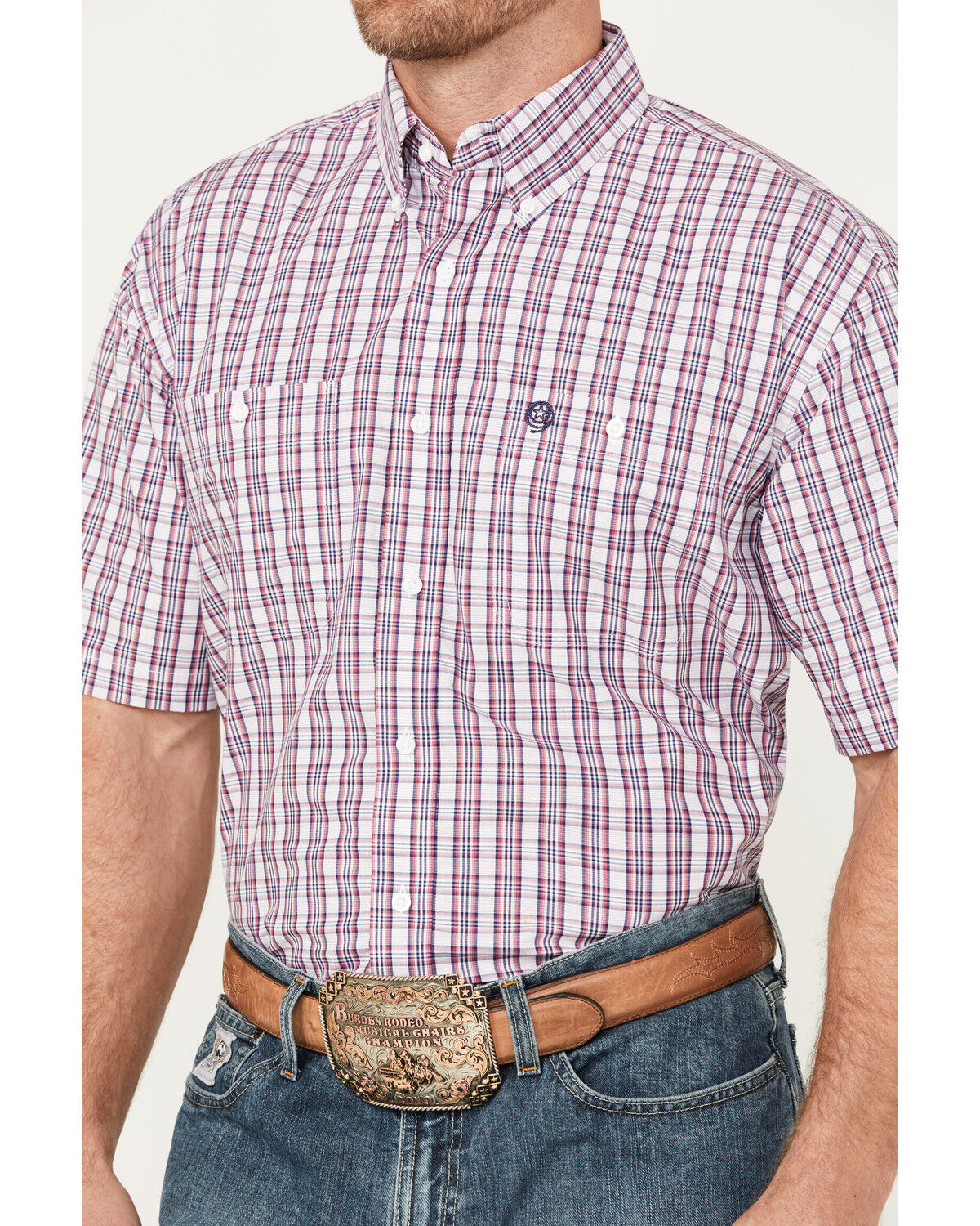 Image #3 - George Strait by Wrangler Men's Plaid Print Short Sleeve Button Down Western Shirt, , hi-res