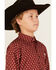 Image #2 - Ariat Boys' Classic Geo Print Long Sleeve Button-Down Western Shirt, Burgundy, hi-res