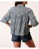 Image #2 - Stetson Women's Floral Long Sleeve Blouse, Black/white, hi-res