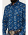 Image #3 - Ely Walker Men's Southwestern Print Long sleeve Pearl Snap Western Shirt, Indigo, hi-res