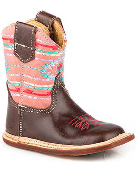 Image #1 - Roper Infant Girls' Shailee Western Boots - Broad Square Toe, Brown, hi-res