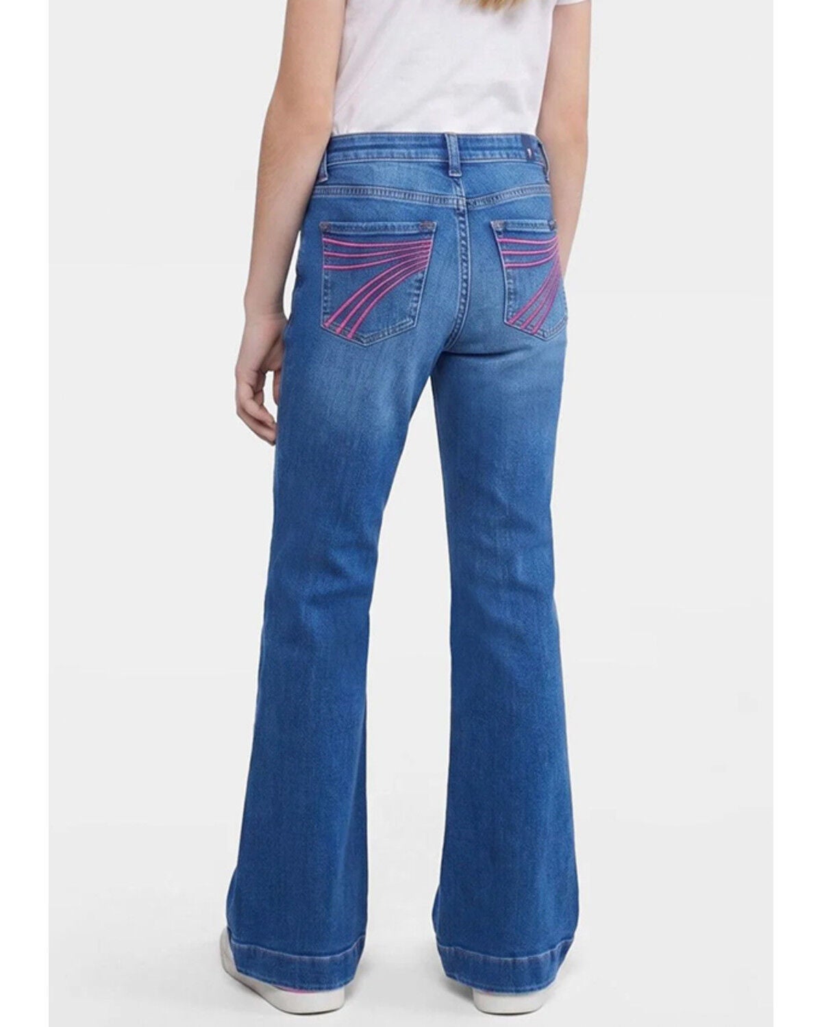 7 For All Mankind Girls' Moonwater Medium Wash Mini Dojo Trouser Stretch Denim Jeans, Medium Wash, hi-res
