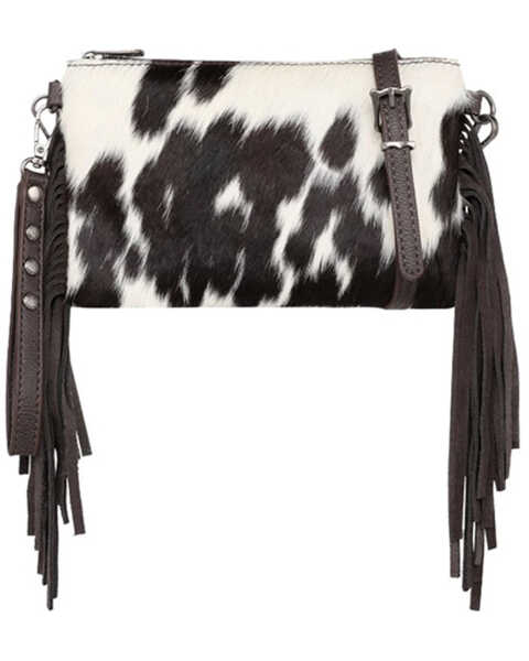 Montana West Women's Hair-On Cowhide Collection Clutch , Coffee, hi-res