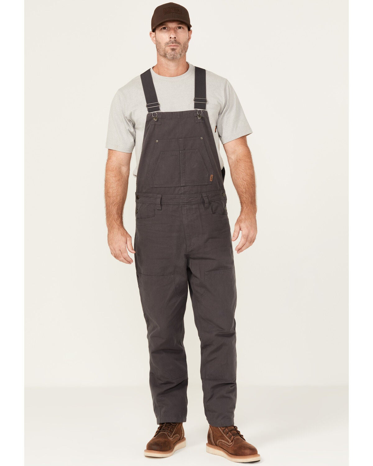 Lucky Brand Workwear Men's Broken Canvas Bib Overalls, Grey, hi-res