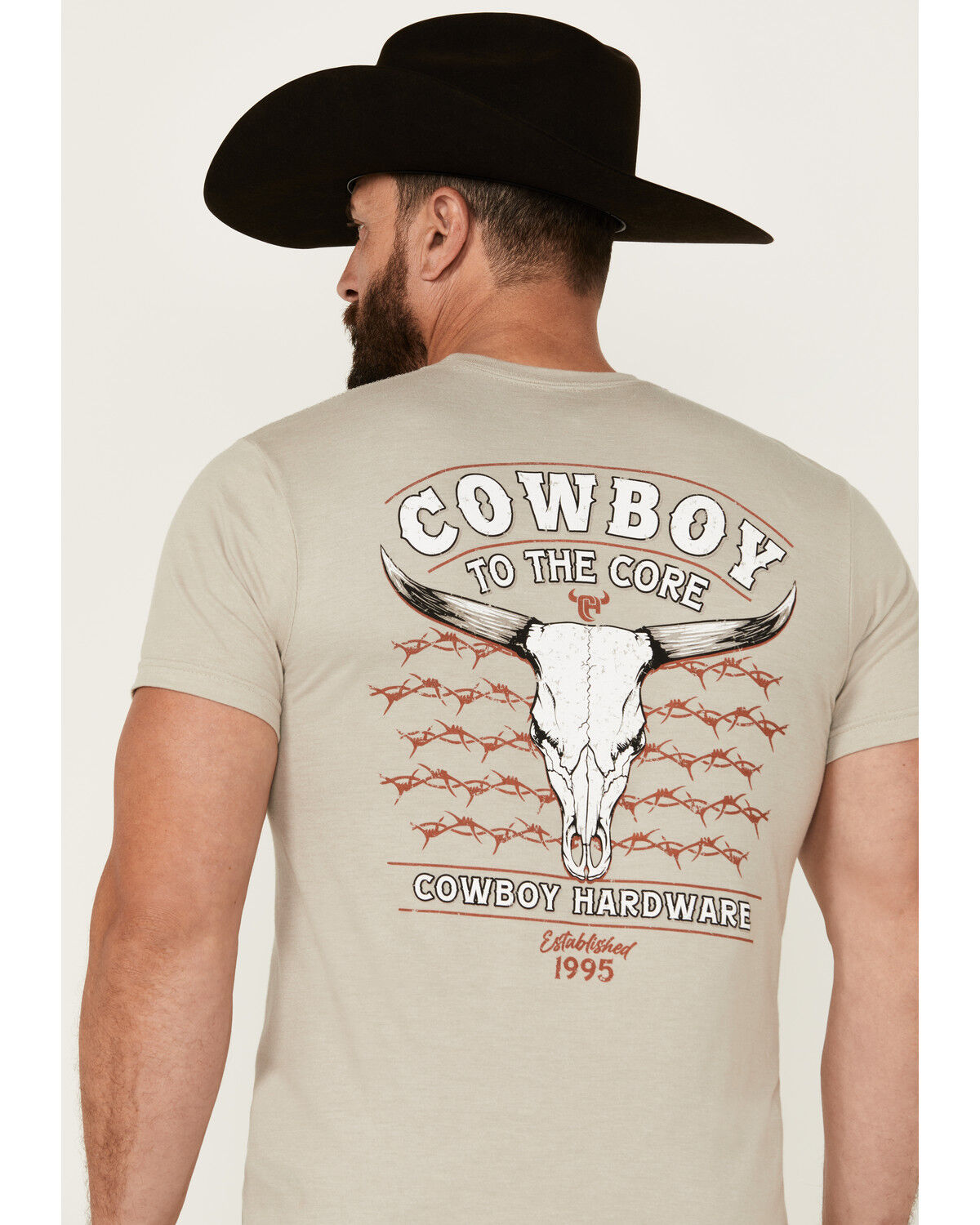 Image #4 - Cowboy Hardware Men's Cowboy To The Core Short Sleeve Graphic T-Shirt, Sand, hi-res