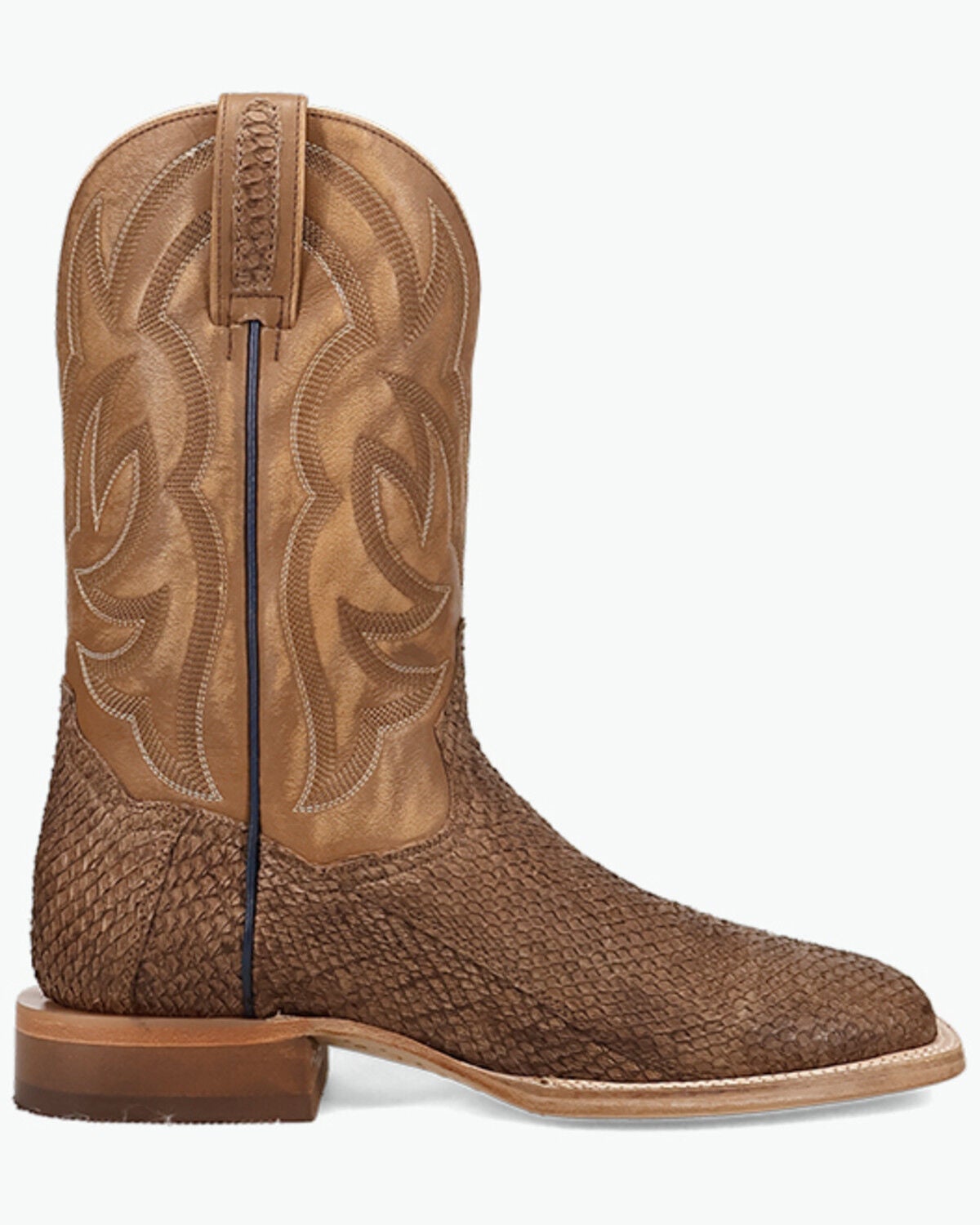 Image #2 - Dan Post Men's Exotic Salmon Western Boots - Broad Square Toe, Brown, hi-res