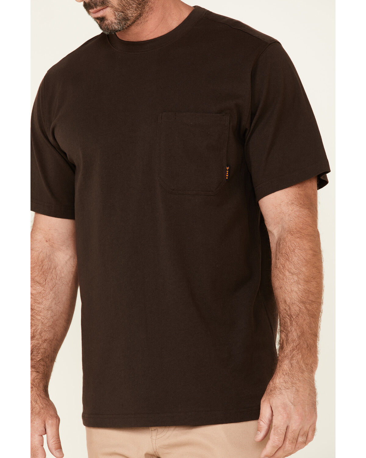 Image #3 - Hawx Men's Solid Dark Brown Forge Short Sleeve Work Pocket T-Shirt - Big, , hi-res