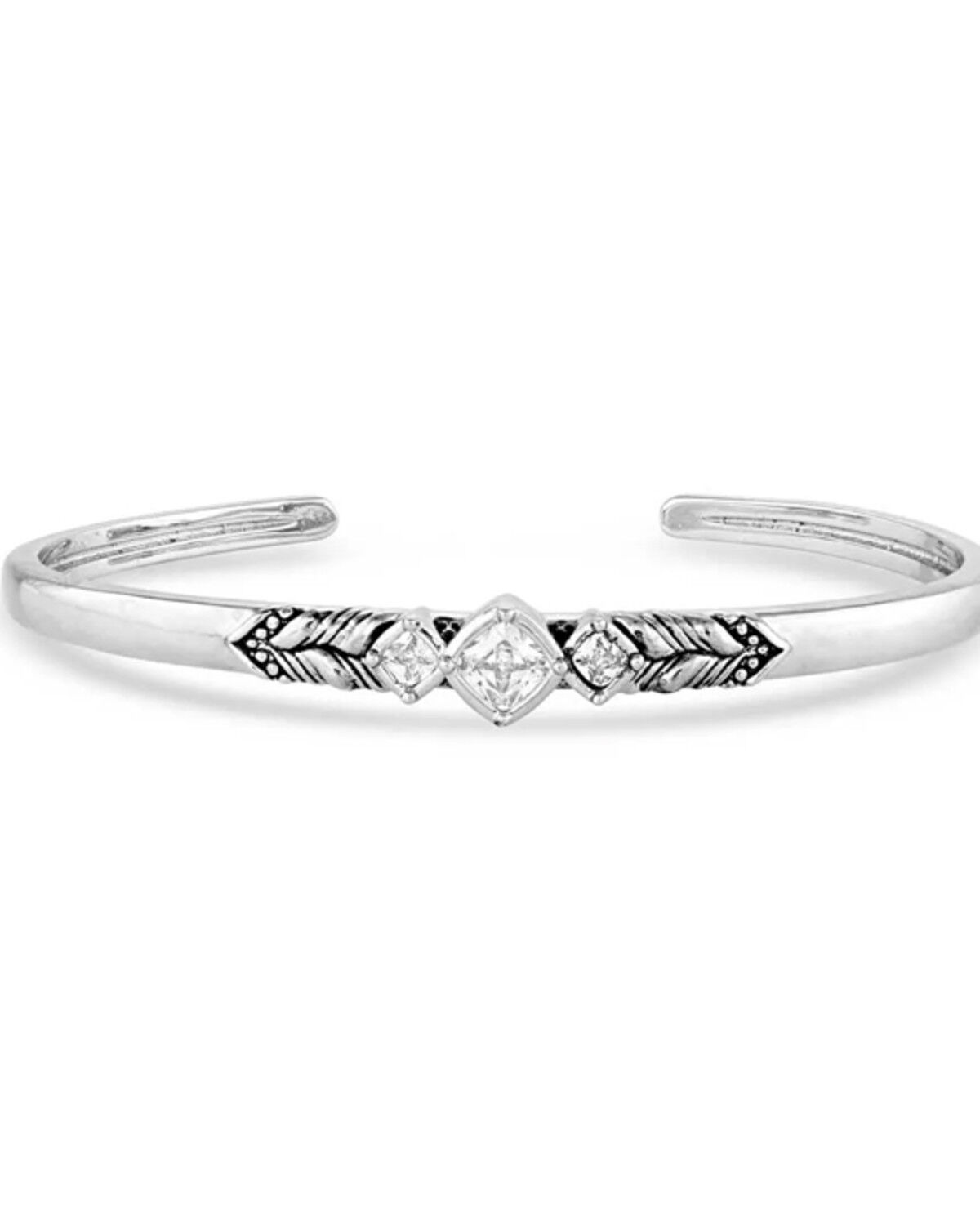 Image #1 - Montana Silversmiths Women's Sparkling Wheat Crystal Cuff Bracelet, Silver, hi-res