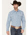 Image #1 - Wrangler 20x Men's Plaid Print Long Sleeve Snap Western Shirt, Teal, hi-res