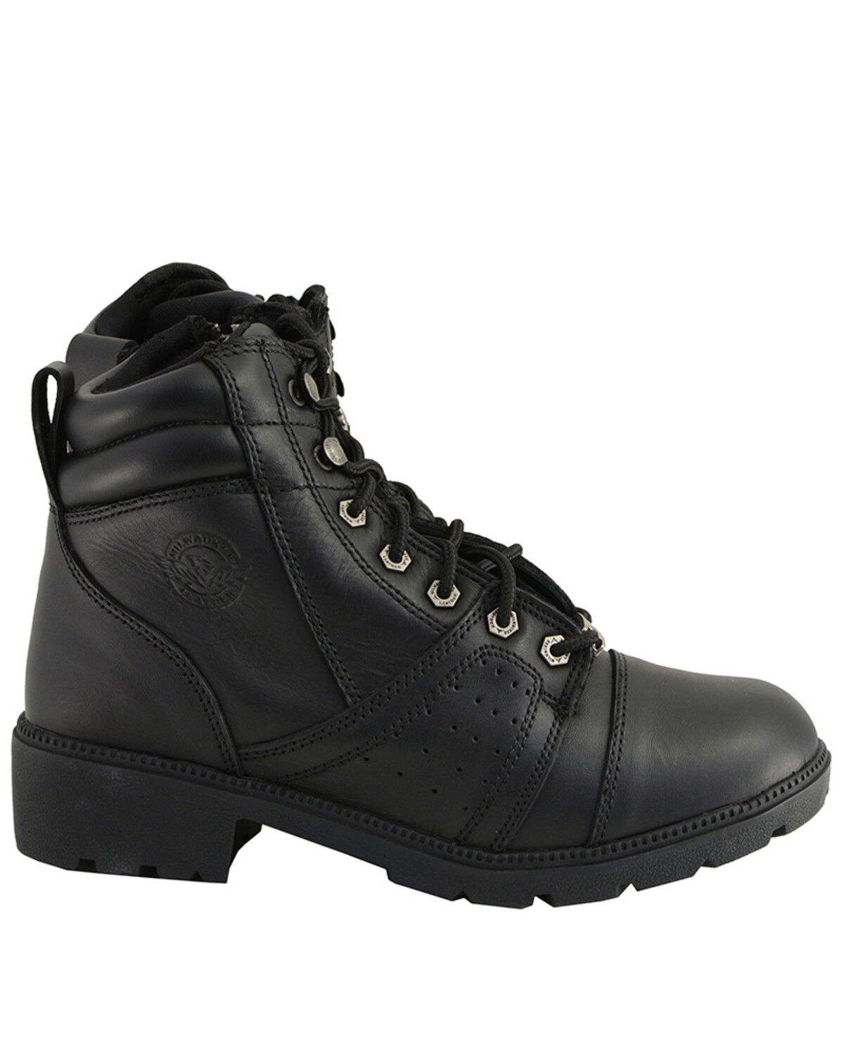 Image #2 - Milwaukee Leather Women's Lace To Toe Boots - Round Toe, Black, hi-res