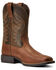 Image #1 - Ariat Boys' Amos Leather Western Boot - Broad Square Toe , Brown, hi-res