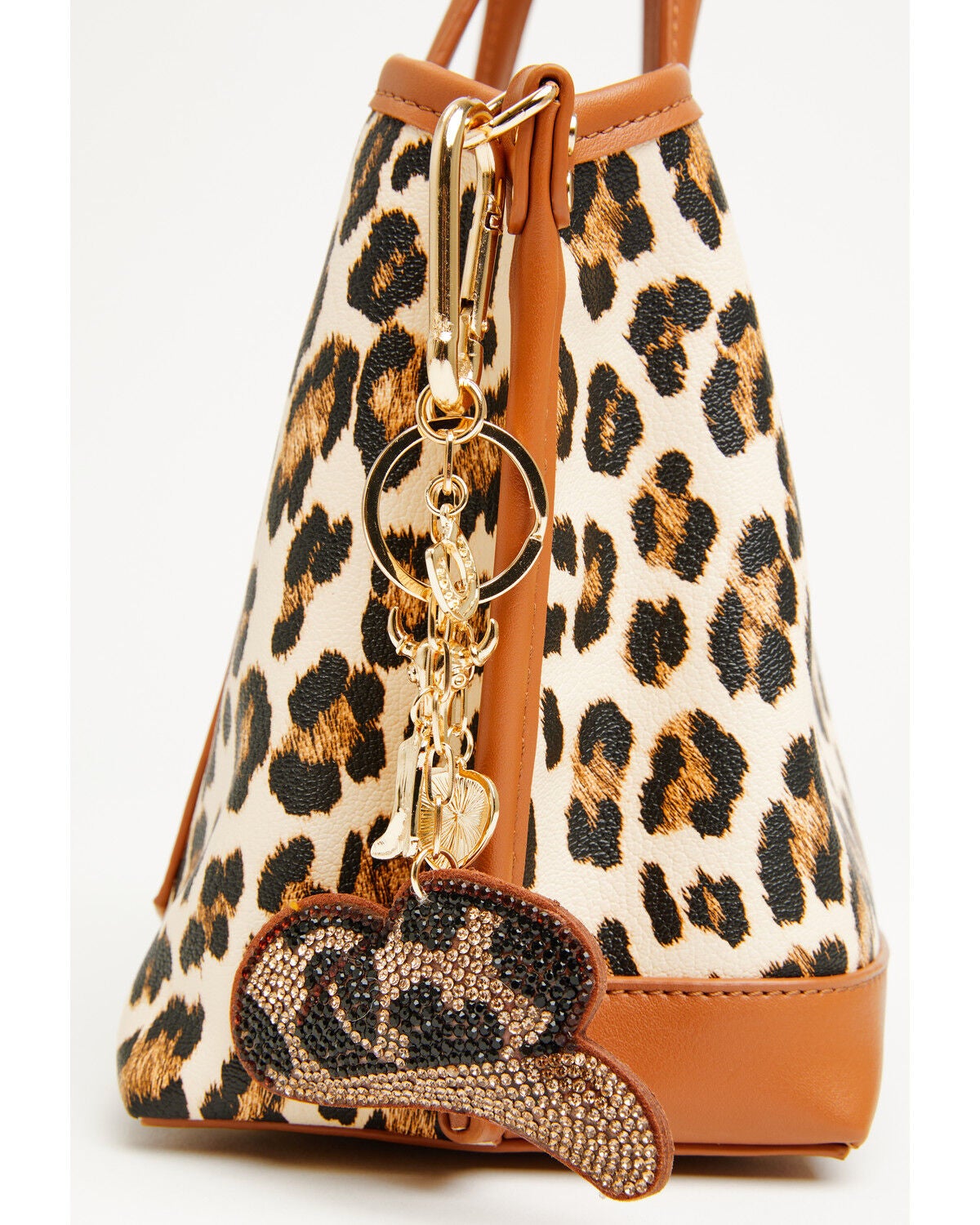 Image #2 - Shyanne Rhinestone Leopard Cowboy Hat Bag Charm, Brown, hi-res