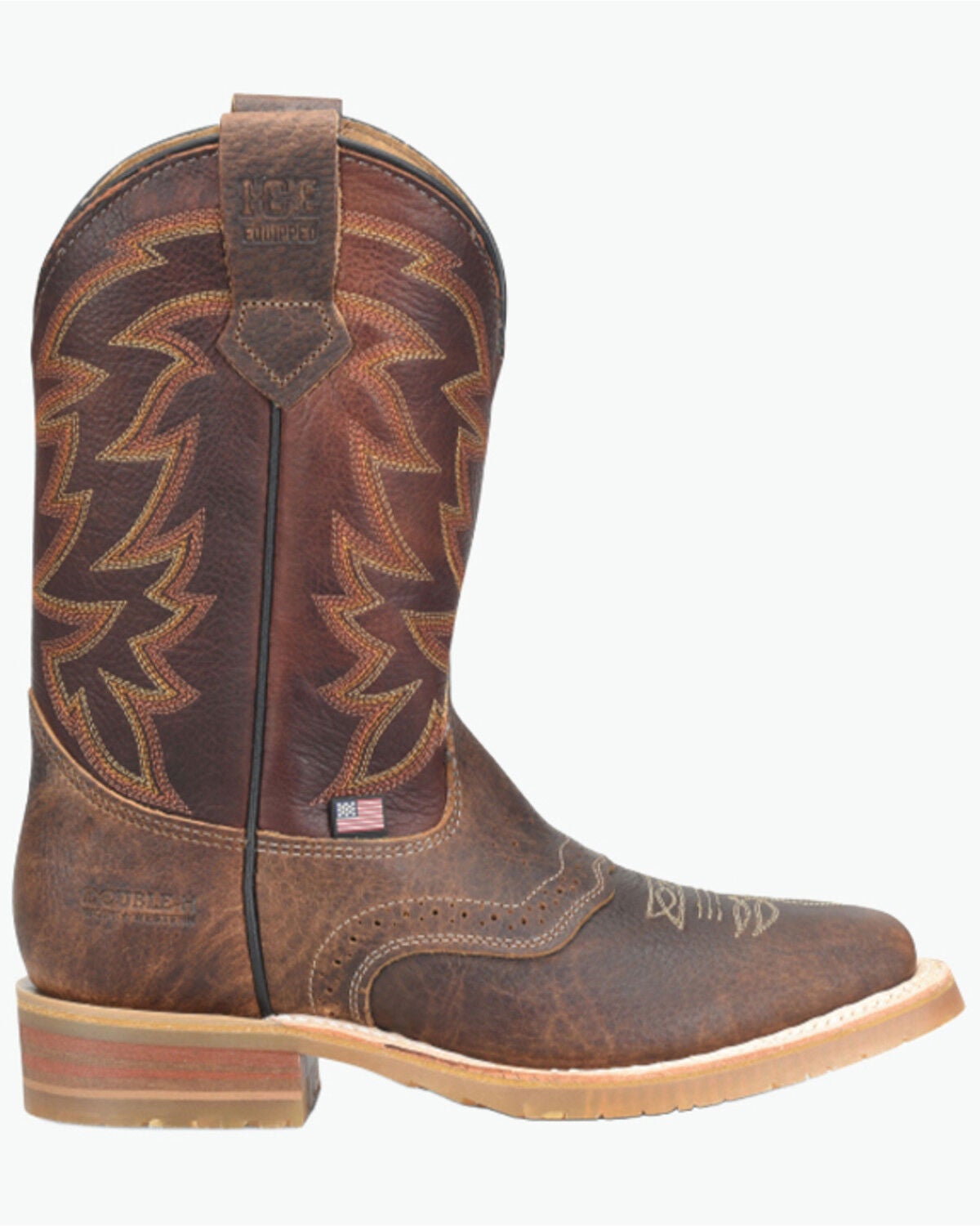 Image #1 - Double H Men's 11" Bowie USA Roper Performance Western Boots - Broad Square Toe, Brown, hi-res