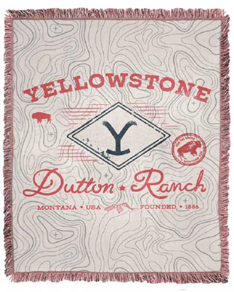 Paramount Network's Yellowstone Topographic Map Woven Jacquard Throw Blanket , Multi, hi-res