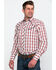 Image #3 - Roper Men's Large Fancy Plaid Long Sleeve Western Shirt , Red, hi-res