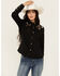 Image #1 - Scully Women's Floral Embroidered Long Sleeve Pearl Snap Western Shirt , Black, hi-res