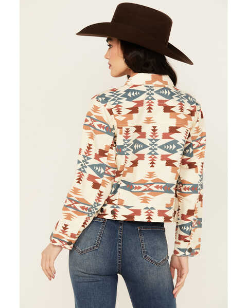 Image #4 - Wrangler Women's Southwestern Print Cropped Denim Jacket , Cream, hi-res