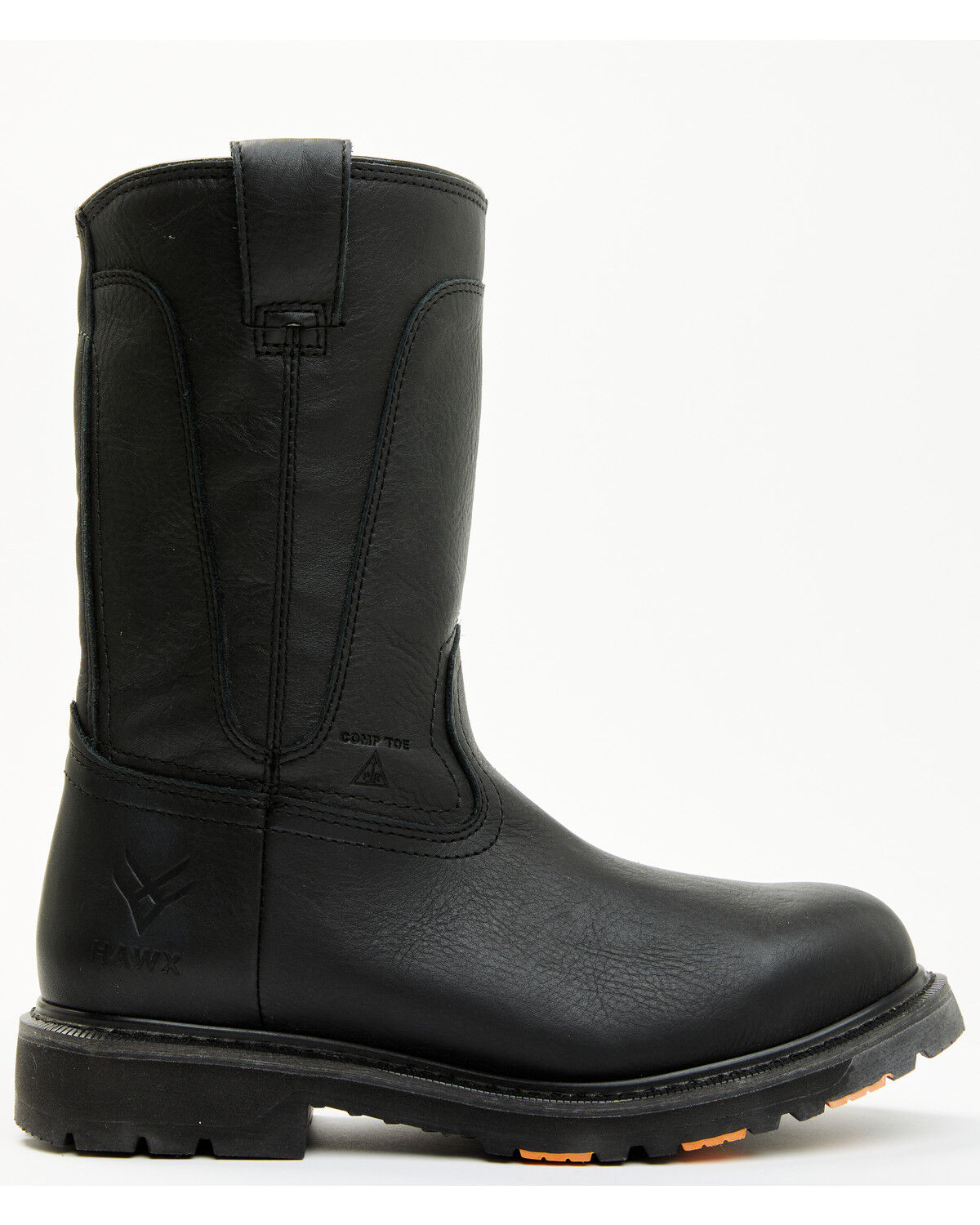 Image #2 - Hawx Men's 11" Industrial Wellington Work Boots - Composite Toe, Black, hi-res