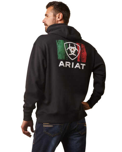Image #1 - Ariat Men's Shield Mexico Hooded Sweatshirt, Black, hi-res