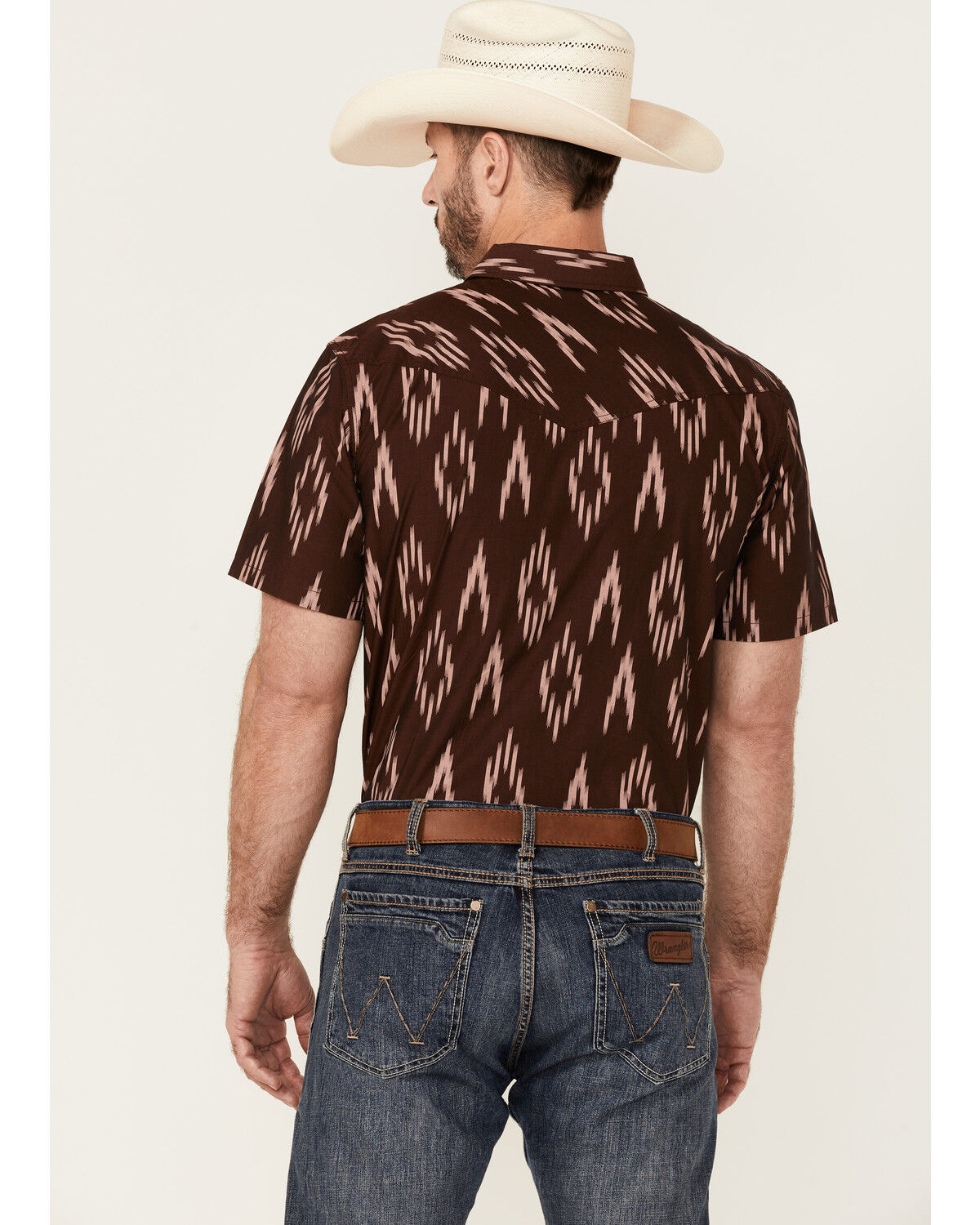 Image #4 - Cody James Men's Treaty Southwestern Print Short Sleeve Snap Western Shirt, Burgundy, hi-res