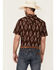 Image #4 - Cody James Men's Treaty Southwestern Print Short Sleeve Snap Western Shirt, Burgundy, hi-res