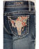 Grace in LA Girls' Medium Wash Mid Rise Floral Steer Head Pocket Bootcut Jeans, Medium Wash, hi-res