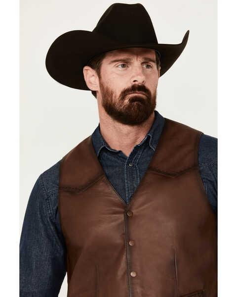 Image #2 - Scully Men's Leather Vest , Brown, hi-res