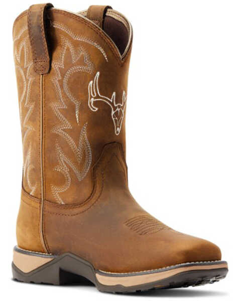 Image #1 - Ariat Women's Anthem Deer Waterproof Western Performance Boots - Broad Square Toe, Brown, hi-res
