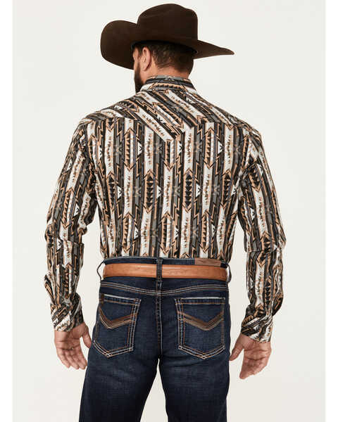 Image #4 - Rock & Roll Denim Men's Southwestern Print Vintage Stretch Western Shirt, Tan, hi-res