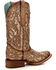 Image #7 - Corral Women's Orix Glitter Inlay & Studded Western Boots - Square Toe, Brown, hi-res