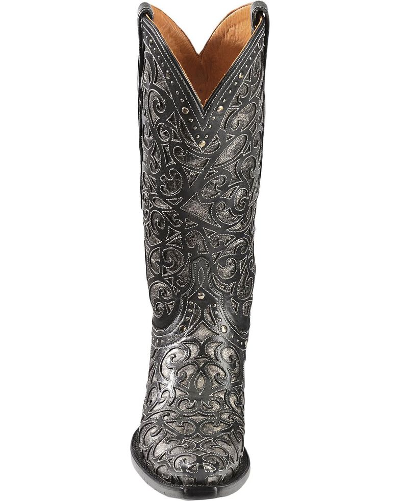 Lucchese Handcrafted 1883 Sierra Lasercut Inlay Cowgirl Boots, Black, hi-res