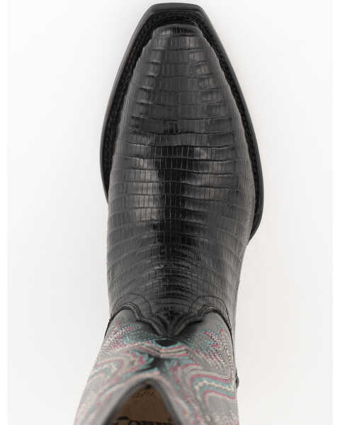 Ferrini Women's Lizard Western Boots - Snip Toe, Black, hi-res