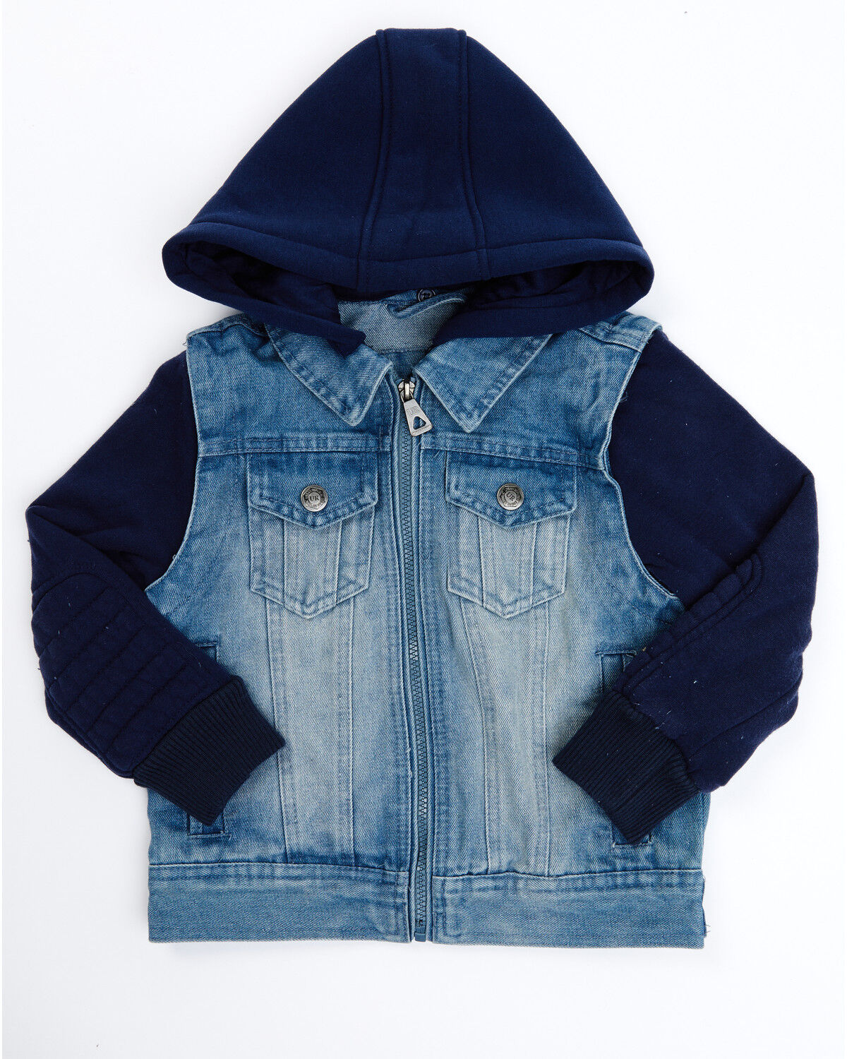 Image #1 - Urban Republic Boys' Denim Vest Layered Jacket, Navy, hi-res