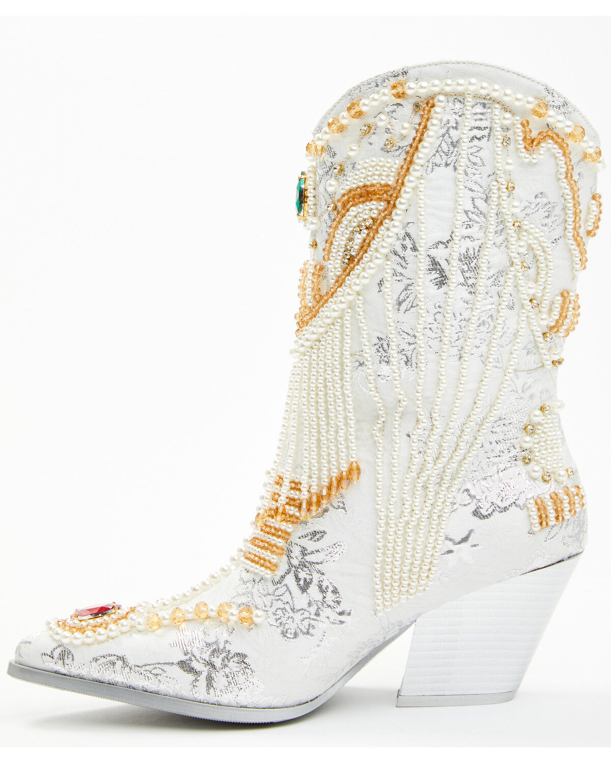Image #3 - Azalea Wang Women's Astounding Embellished Fashion Booties - Snip Toe, White, hi-res