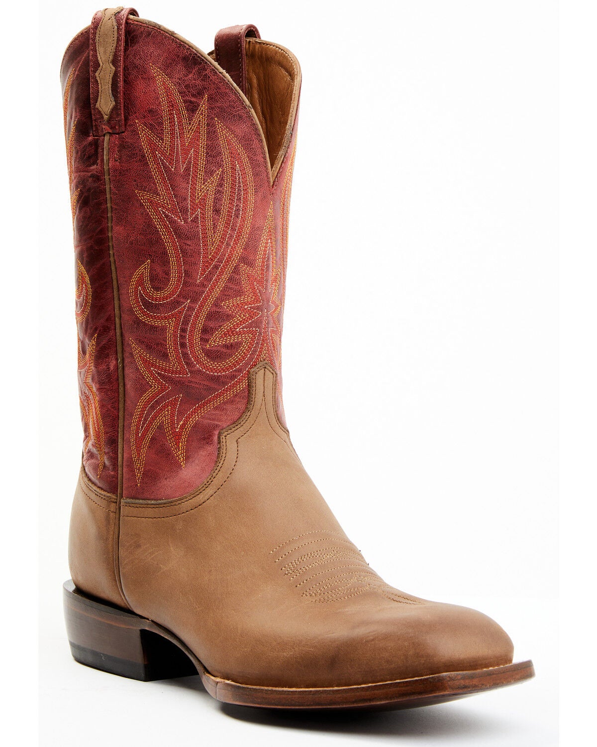 Lucchese Men's Gordon Western Boot - Broad Square Toe , Tan, hi-res
